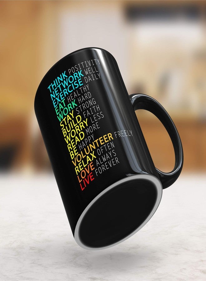 Gift Arcadia Ceramic Motivational Quotes Coffee Mug - 1 Piece, Black, 330ml (A129) - Image 3