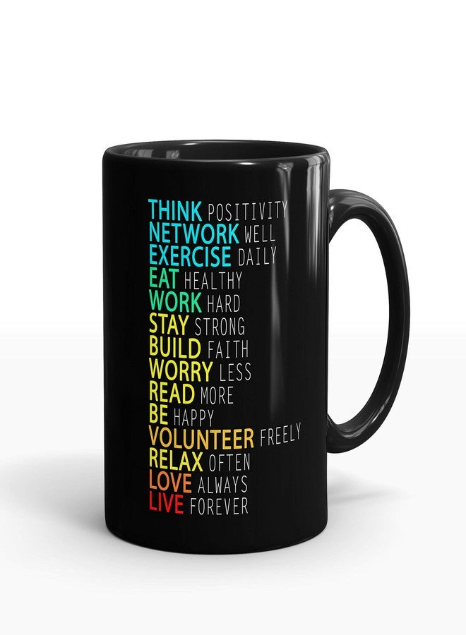 Gift Arcadia Ceramic Motivational Quotes Coffee Mug - 1 Piece, Black, 330ml (A129) - Image 1