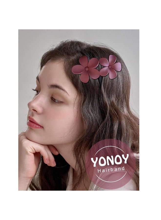 يونوي YONOY 6 قطع مشابك شعر على شكل زهرة، مشبك شعر فرنسي غير لامع، مشابك شعر أنيقة ومسطحة لجميع أنواع الشعر، مشابك شعر غير قابلة للانزلاق، إكسسوارات شعر أنيقة للنساء والفتيات - Image 2