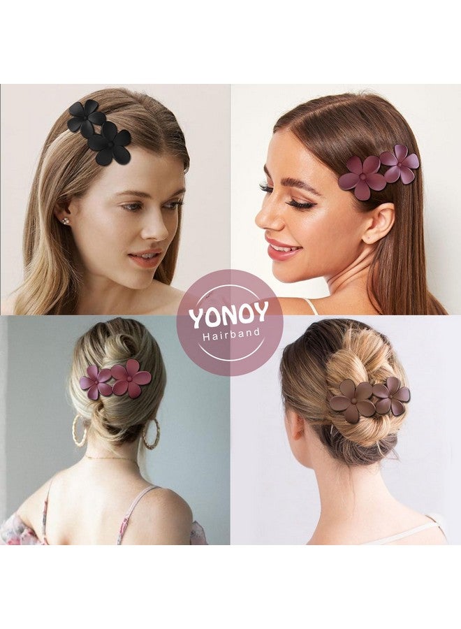 يونوي YONOY 6 قطع مشابك شعر على شكل زهرة، مشبك شعر فرنسي غير لامع، مشابك شعر أنيقة ومسطحة لجميع أنواع الشعر، مشابك شعر غير قابلة للانزلاق، إكسسوارات شعر أنيقة للنساء والفتيات - Image 5