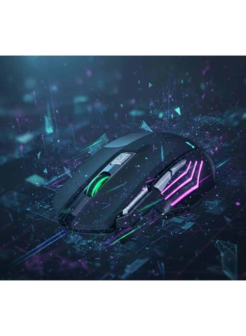JEDEL GM611 Wired Gaming Mouse with Multi-Color LED Lighting, Up to 3200 DPI Resolution, and 7 Programmable Buttons - Image 3