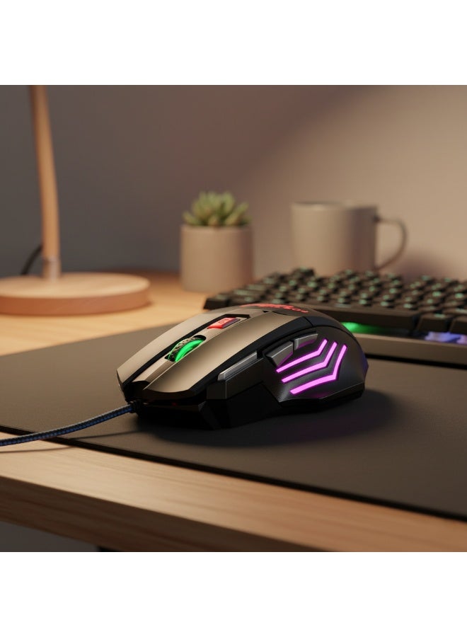 JEDEL GM611 Wired Gaming Mouse with Multi-Color LED Lighting, Up to 3200 DPI Resolution, and 7 Programmable Buttons - Image 4