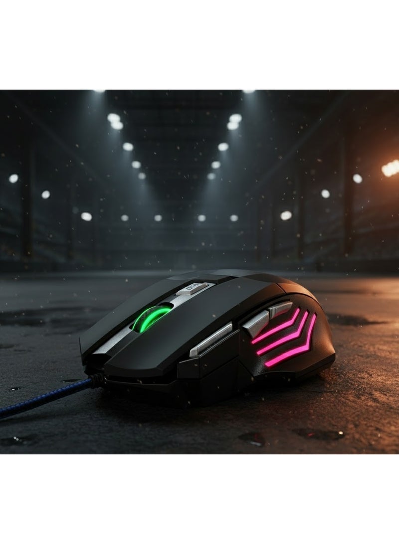 JEDEL GM611 Wired Gaming Mouse with Multi-Color LED Lighting, Up to 3200 DPI Resolution, and 7 Programmable Buttons - Image 2