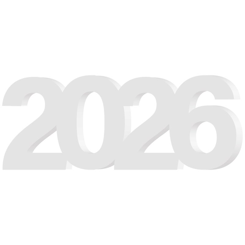 ONANNA زينة تخرج كبيرة 2026، لافتات تخرج 2026، أدوات تصوير للسنوات النهائية، مركزات طاولة لتزيين الطاولة، رقم 2026 لافتة لزينة حفلات التخرج، زينة زفاف رأس السنة الجديدة 2026 - بيضاء 15.6" - Image 1