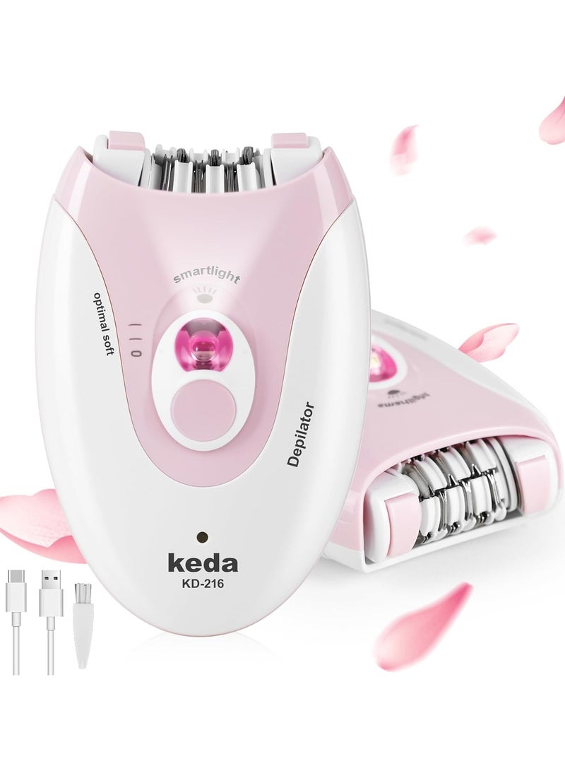 Keda Epilators Hair Removal for Women - 2 Speed Hair Removal Device with LED Light Rechargeable Trimmer for Epilator Bikini Face Arm Legs Armpits - Image 1