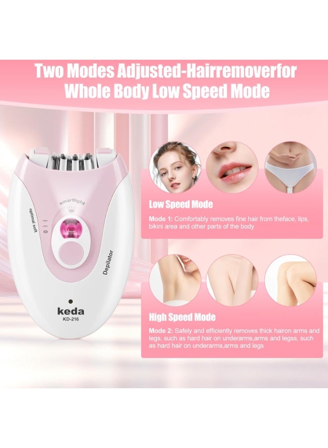 Keda Epilators Hair Removal for Women - 2 Speed Hair Removal Device with LED Light Rechargeable Trimmer for Epilator Bikini Face Arm Legs Armpits - Image 3