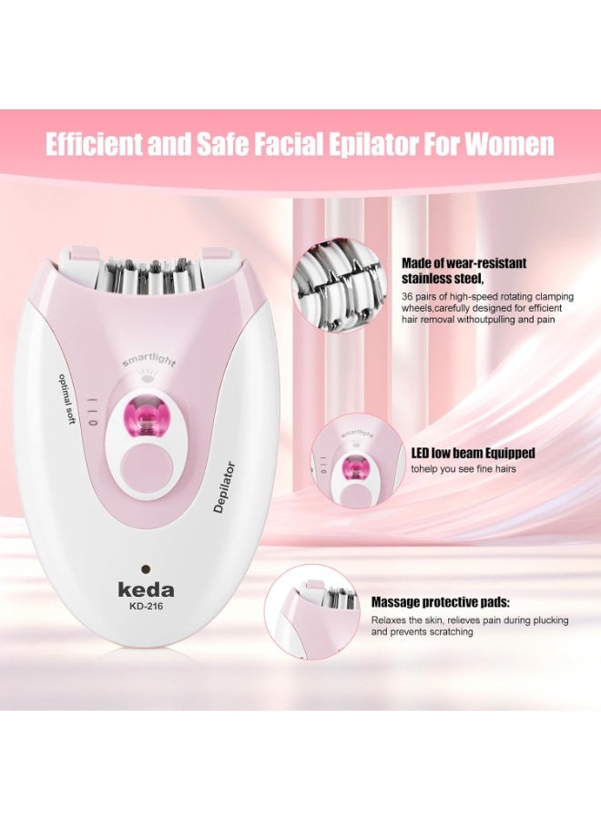 Keda Epilators Hair Removal for Women - 2 Speed Hair Removal Device with LED Light Rechargeable Trimmer for Epilator Bikini Face Arm Legs Armpits - Image 5