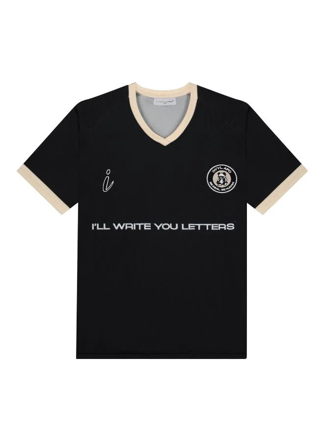 I'LL WRITE YOU LETTERS Baller V neck in Black