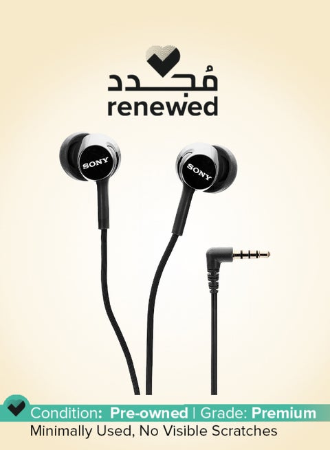 Renewed - MDR-EX155AP Wired In-Ear Headphones with Tangle-Free Cable and Mic Black