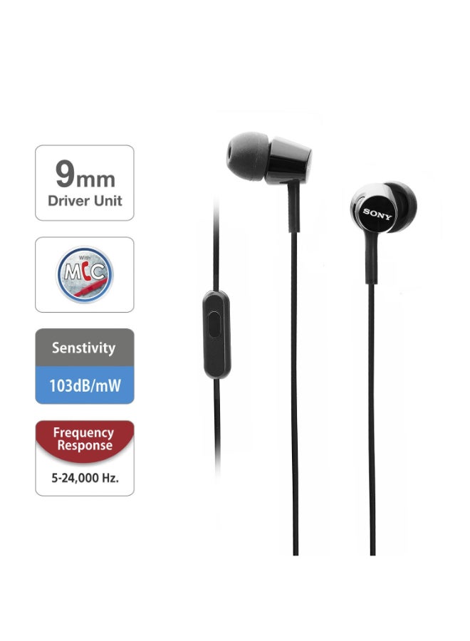 Sony Renewed - MDR-EX155AP Wired In-Ear Headphones with Tangle-Free Cable and Mic Black - Image 2