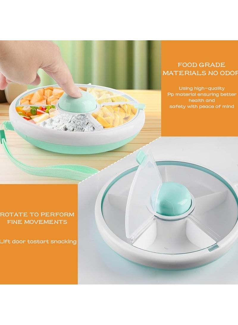 Beauenty Kids Snack Spinner Box,360°Rotating Snack Container,Snack Spinner Rotating Storage with 5 Compartment Dispenser and Lid,Reusable Snack Box Fruit Spinner Organizer for Home Travel - Image 3