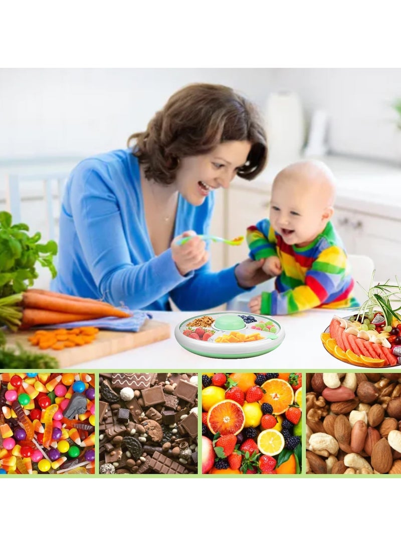 Beauenty Kids Snack Spinner Box,360°Rotating Snack Container,Snack Spinner Rotating Storage with 5 Compartment Dispenser and Lid,Reusable Snack Box Fruit Spinner Organizer for Home Travel - Image 5