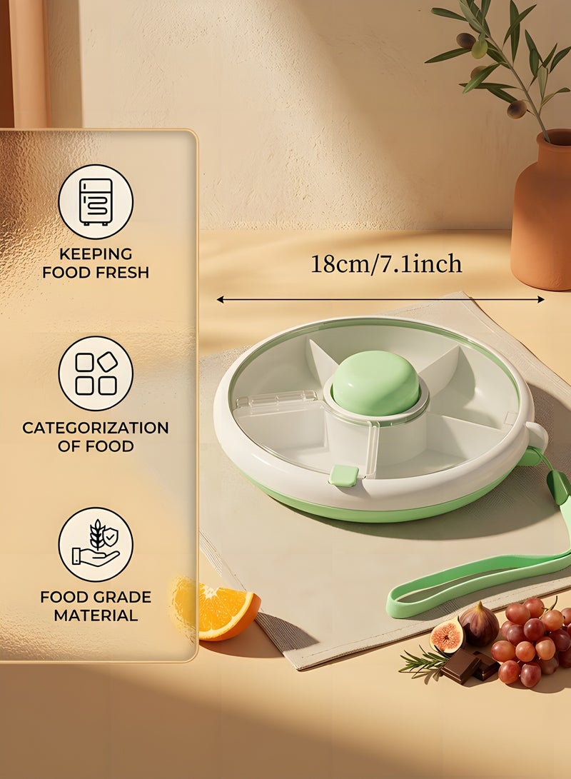 Beauenty Kids Snack Spinner Box,360°Rotating Snack Container,Snack Spinner Rotating Storage with 5 Compartment Dispenser and Lid,Reusable Snack Box Fruit Spinner Organizer for Home Travel - Image 2