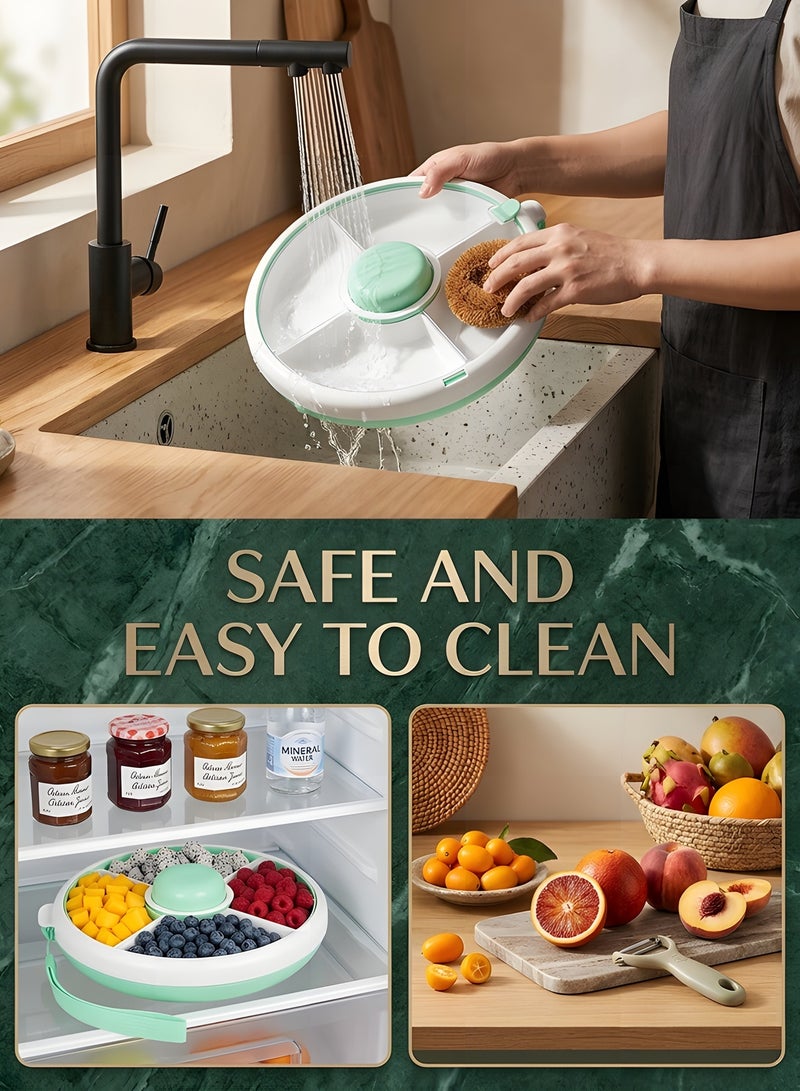 Beauenty Kids Snack Spinner Box,360°Rotating Snack Container,Snack Spinner Rotating Storage with 5 Compartment Dispenser and Lid,Reusable Snack Box Fruit Spinner Organizer for Home Travel - Image 4