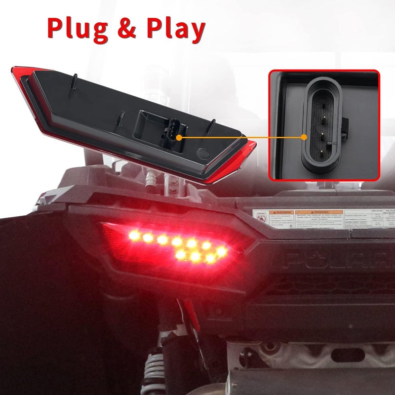 CPOWACE زوج من مصابيح LED الخلفية بديل لمصابيح POLARIS RZR 2014-2016 1000 900 XP 4 TURBO - أحمر - Image 4