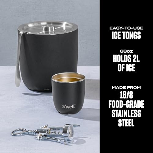 S'well Swell Ice Bucket with Tongs 68oz Onyx - Image 3