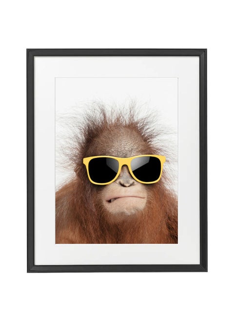 Funny Orangutan Monkey With Sunglasses Nursery Poster With Frame 50x40 cm