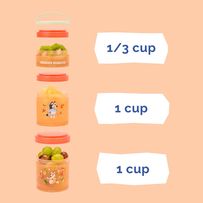 Whiskware Bluey Stackable Snack Containers For Babies  Toddlers  And Kids  3 Stackable Snack Cups For School And Travel  Cupholder Friendly  Bluey And Bingo! Hooray Snacks! - Image 4