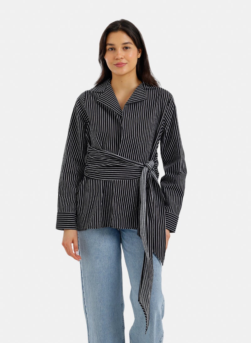 Carina Striped Belted Shirt - Image 1