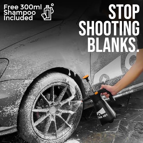 CAR101 Foam Canon - Professional Hand Pump Foam Sprayer | with 1.5L Durable Tank | 2 Nozzles & Free 300ml Fizz Snow | Foam Shampoo for Thick, Luscious Vehicle Wash - Image 4