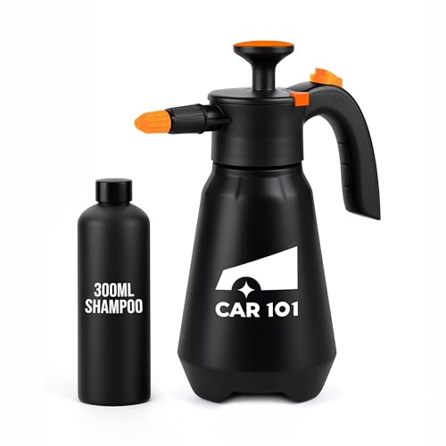 CAR101 Foam Canon - Professional Hand Pump Foam Sprayer | with 1.5L Durable Tank | 2 Nozzles & Free 300ml Fizz Snow | Foam Shampoo for Thick, Luscious Vehicle Wash - Image 1