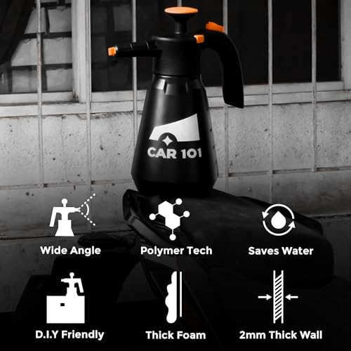 CAR101 Foam Canon - Professional Hand Pump Foam Sprayer | with 1.5L Durable Tank | 2 Nozzles & Free 300ml Fizz Snow | Foam Shampoo for Thick, Luscious Vehicle Wash - Image 3