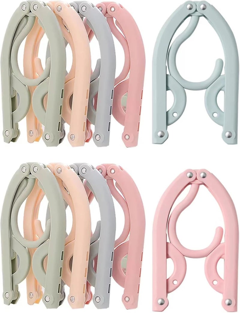 Spaceshoop Portable Travel Hanger 10 PCS Retractable Folding Clothes Hangers Drying Multifunctional Foldable Garment Wardrobe Rack Closet Storage for Hotel Home Indoor Outdoor and Trip Mixed Colors - Image 1