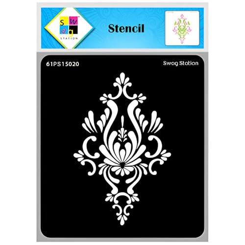SWAGSTATION Indian Motif 2 Stencils Reusable Painting Template for Art and Craft- 6x6 Inches Mixed Media, Wall Painting, Home Decor, DIY Albums, Card Making and Fabric Painting - Wall Stencil Small - Image 1