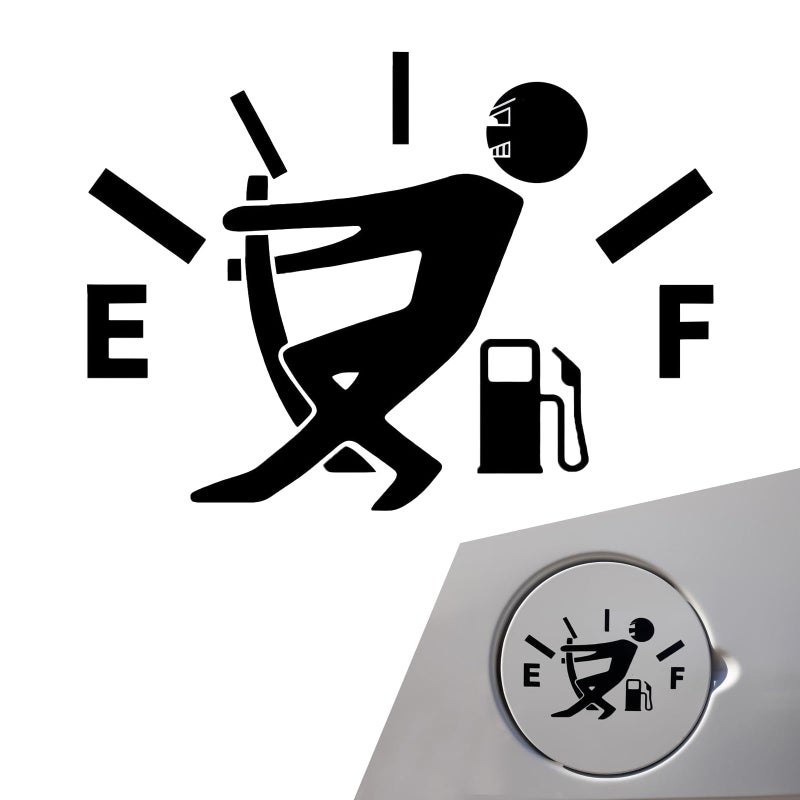 MOXRUQ Funny Fuel Tank Stickers Vinyl Gas Tank Decal Reflective Fuel Lid Decals SelfAdhesive Fuel Gauge Empty Stickers Auto Fuel Tank Cover Sticker Universal Funny Signs Decal for Cars Black - Image 3