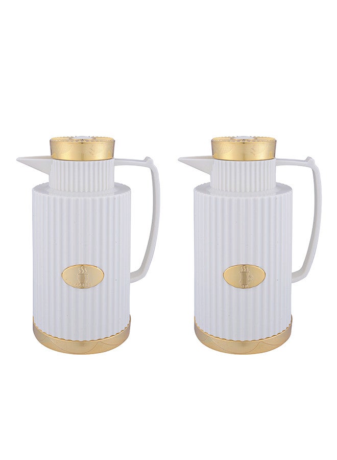 GAZELLA 2-Piece Tea/Coffee Flask Set 1L &1L Beige/Gold