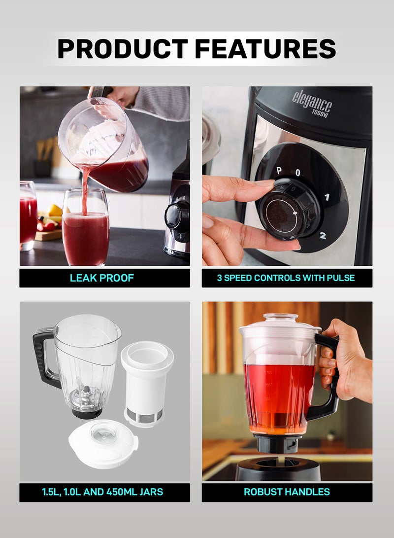 GEEPAS Mixer Grinder with Super Extractor 5-IN-1 Functions Powerful copper motor and Stainless steel jars Harmonic grinding Overload protection 2.1 L 1000 W GSB5457N White/Red - Image 3