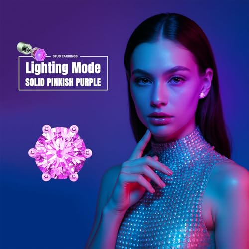 IC ICLOVER LED Earrings, Shiny Glowing LED Lighting Up Stylish Earring Studs Crown Shap Ear Drop Stud, Wedding Rave Dance Party Night Out Halloween Christmas Decoration Present for Women Men -Purple - Image 2