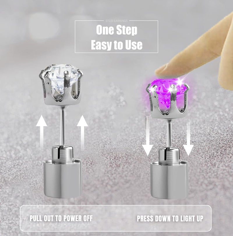 IC ICLOVER LED Earrings, Shiny Glowing LED Lighting Up Stylish Earring Studs Crown Shap Ear Drop Stud, Wedding Rave Dance Party Night Out Halloween Christmas Decoration Present for Women Men -Purple - Image 4