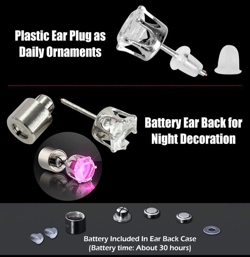 IC ICLOVER LED Earrings, Shiny Glowing LED Lighting Up Stylish Earring Studs Crown Shap Ear Drop Stud, Wedding Rave Dance Party Night Out Halloween Christmas Decoration Present for Women Men -Purple - Image 5