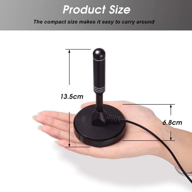 August HDTV Antenna - August DTA240 - Indoor/Outdoor Portable Digital Aerial with Magnetic Base 2 Meters Coax Cable 50 Miles Range - Image 4