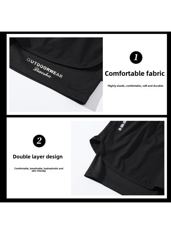 Generic - Swimming Trunks Men's Anti-embarrassment Quick-drying Plus Size Boxer Swimming Trunks Professional Swimming Suit Equipment Double Layer-Color:Gray (special Offer)-Size:2xl [recommended 65-75kg ] - Image 1