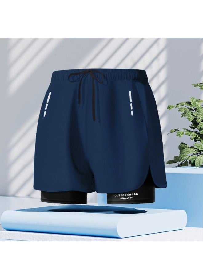 Generic - Swimming Trunks Men's Anti-embarrassment Quick-drying Plus Size Boxer Swimming Trunks Professional Swimming Suit Equipment Double Layer-Color:Gray (special Offer)-Size:2xl [recommended 65-75kg ] - Image 1