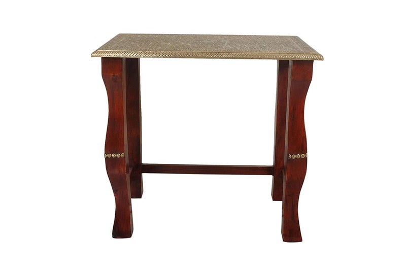 Wooden Palm Wooden Palm Beautiful Handmade Stool Nesting Table for Office Nesting Tables Set of 3Wooden and Brass 3Coffee Home Furniture Outdoor Dcor Brown Golden  - Image 4