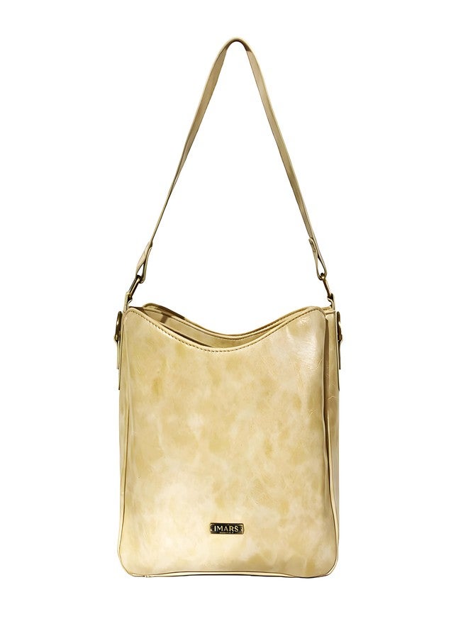 IMARS Western Large Butterscotch Faux Leather Shoulder Bag for Women & Girls | Designer Handbag with Zipper Closure, Multiple Pockets & Top Handle - Image 1