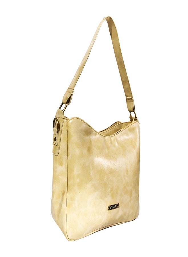 IMARS Western Large Butterscotch Faux Leather Shoulder Bag for Women & Girls | Designer Handbag with Zipper Closure, Multiple Pockets & Top Handle - Image 4
