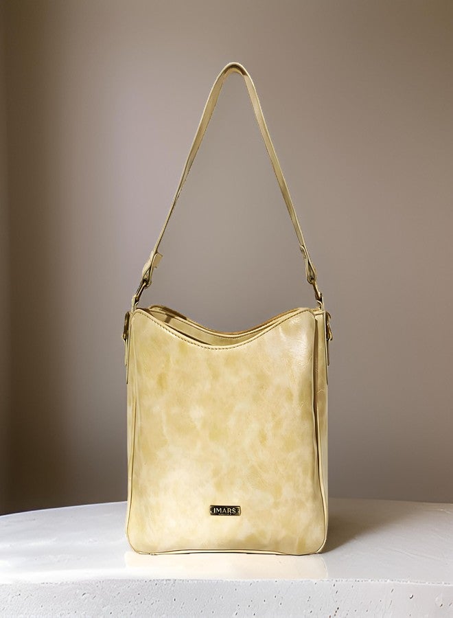 IMARS Western Large Butterscotch Faux Leather Shoulder Bag for Women & Girls | Designer Handbag with Zipper Closure, Multiple Pockets & Top Handle - Image 2