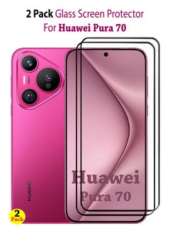 2 Pack Screen Protector for Huawei Pura 70 | Tempered Glass Available in Combo Pack | Screen Protector Full HD Quality Tempered Glass Anti-Scratch Edge To Edge Coverage With Easy Installation Kit - Black