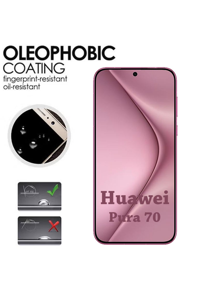Generic - 2 Pack Screen Protector for Huawei Pura 70 | Tempered Glass Available in Combo Pack | Screen Protector Full HD Quality Tempered Glass Anti-Scratch Edge To Edge Coverage With Easy Installation Kit - Black - Image 1