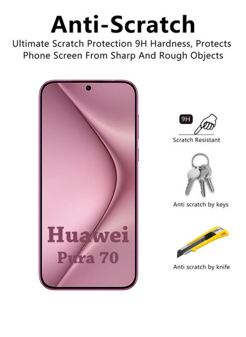 Generic - 2 Pack Screen Protector for Huawei Pura 70 | Tempered Glass Available in Combo Pack | Screen Protector Full HD Quality Tempered Glass Anti-Scratch Edge To Edge Coverage With Easy Installation Kit - Black - Image 1
