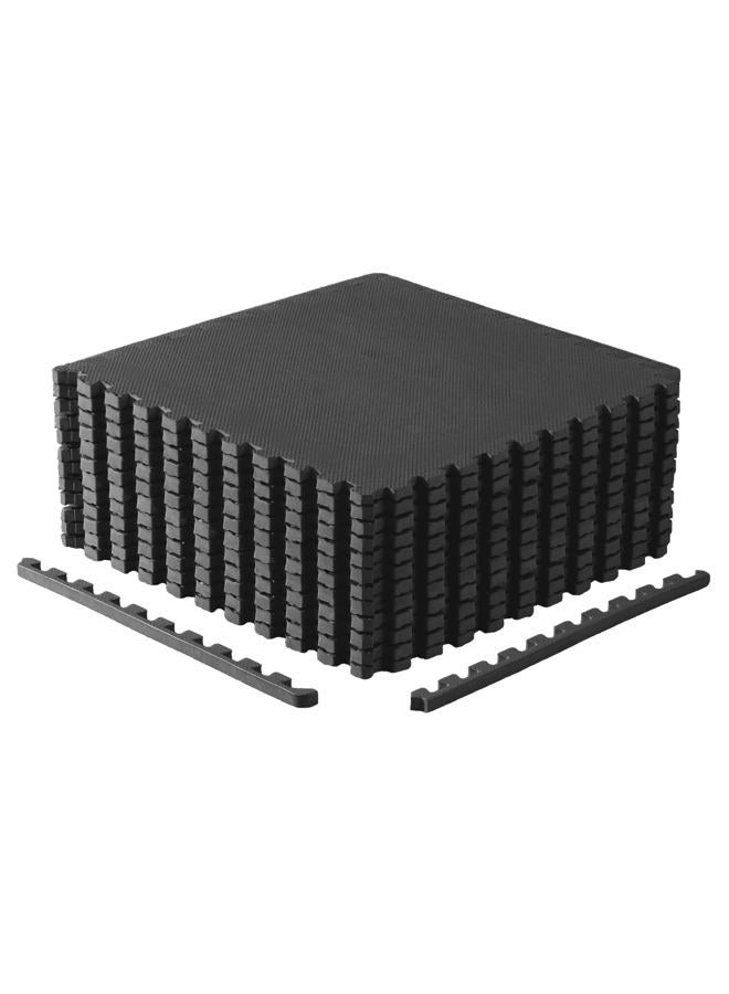 CAP Barbell 2 Pack Exercise Puzzle Mat 24" x 24" x 3/4", T-Pattern, Black - Image 1