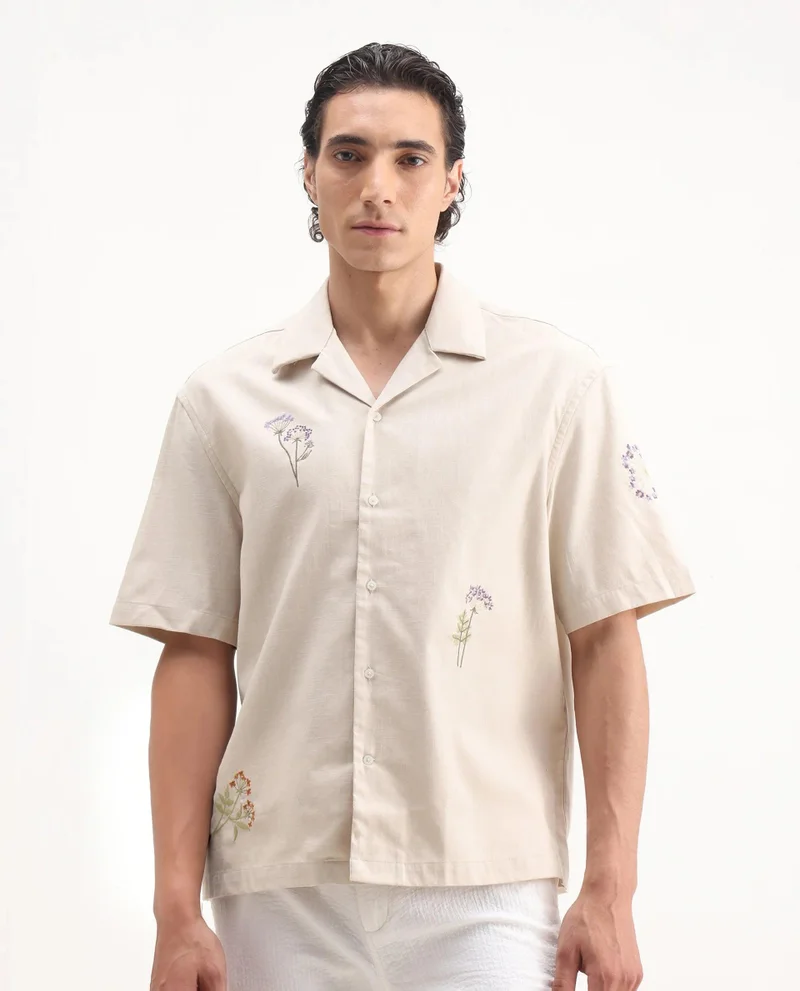 Rare Rabbit Men's Embroidered Relaxed Fit Shirt