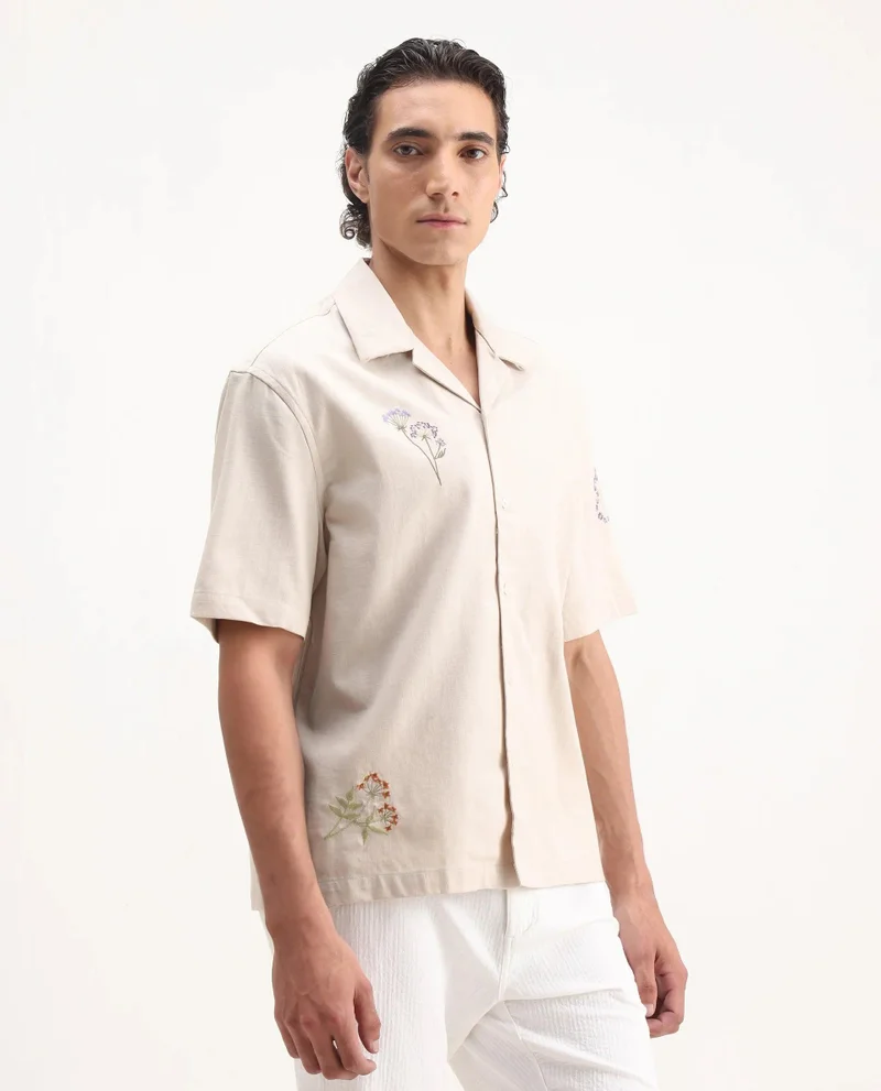 Rare Rabbit Men's Embroidered Relaxed Fit Shirt