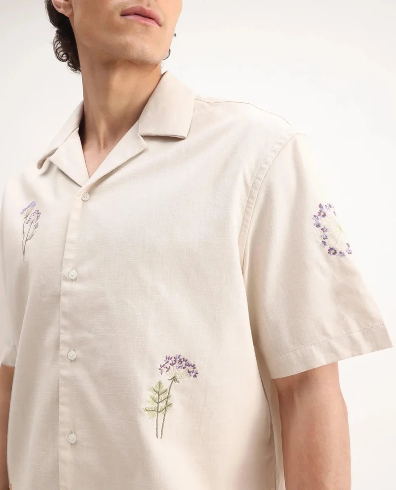 Rare Rabbit Men's Embroidered Relaxed Fit Shirt