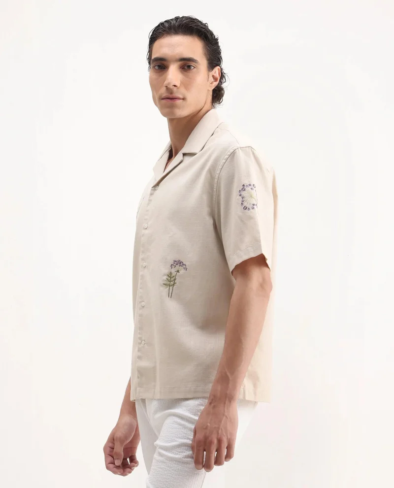 Rare Rabbit Men's Embroidered Relaxed Fit Shirt