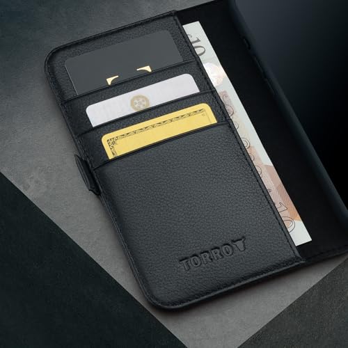 TORRO Premium Leather Case Compatible with iPhone 16 Pro Max 6.9" – Genuine Leather Wallet Flip Folio Case with Kickstand and Card Slots (Compatible with Official MagSafe Chargers) - Black - Image 4